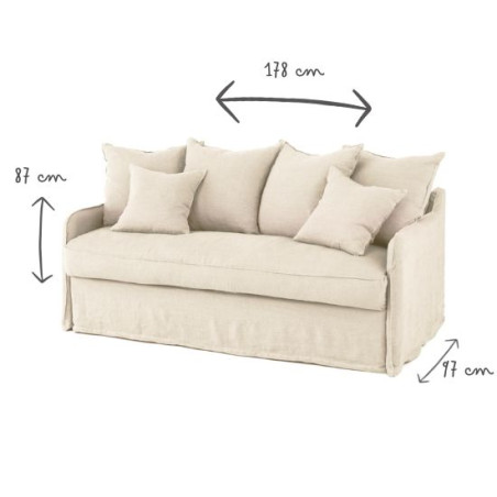 AUGUSTE CONVERTIBLE 3 PLACES COTON-LIN