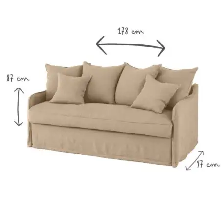 AUGUSTE CONVERTIBLE 3 PLACES COTON-LIN