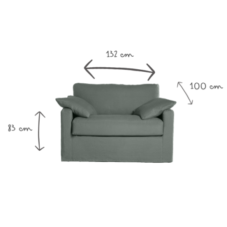 Canapé LEON fixe loveseat Coton-Lin